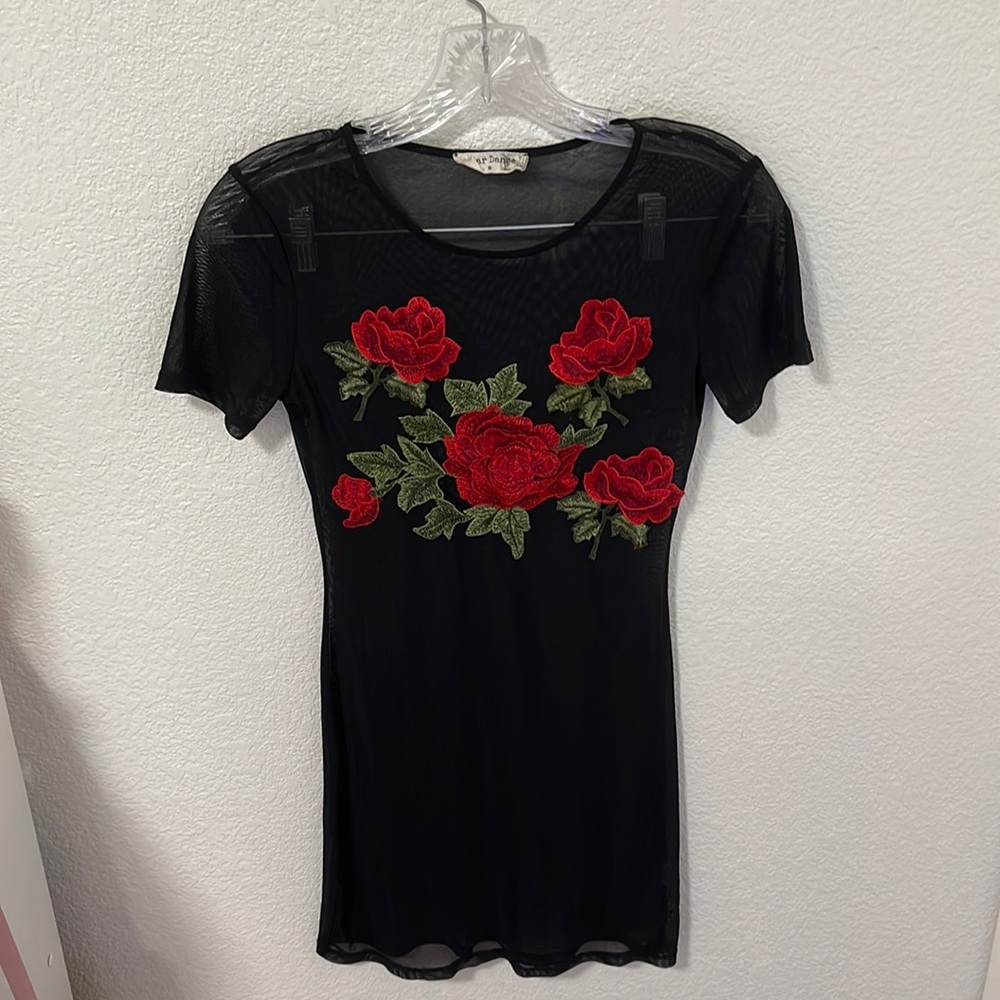 Rose Black rave cover up sheer